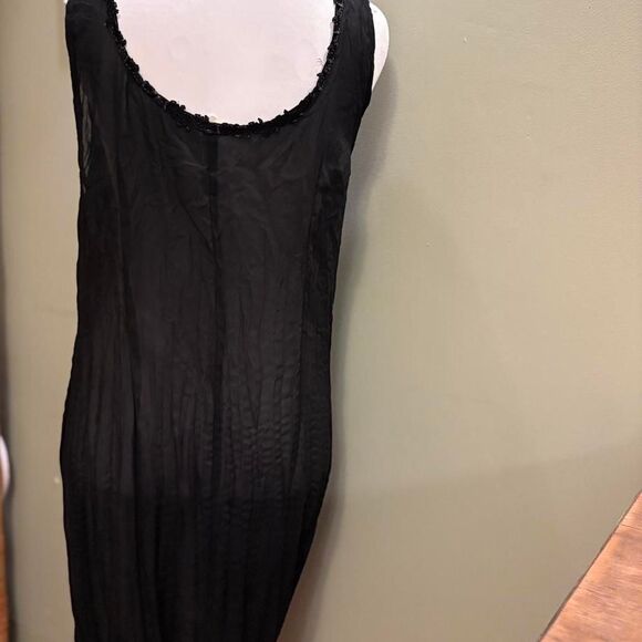 Vtg. Sheer Black Maxi Dress w/ Lace Trim One Size Fits like a 6 - Picture 3 of 8